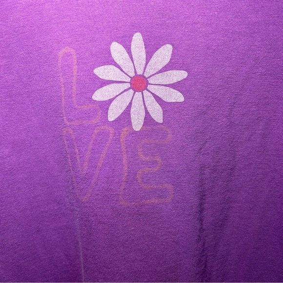 Life is Good Relaxed Fit Purple “Love” Floral Long Sleeve Top Size Small - Picture 2 of 8